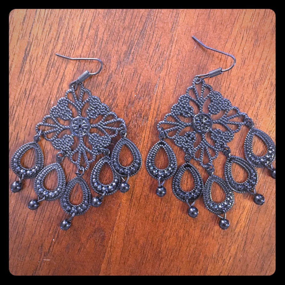 Black Chandelier-style Earrings